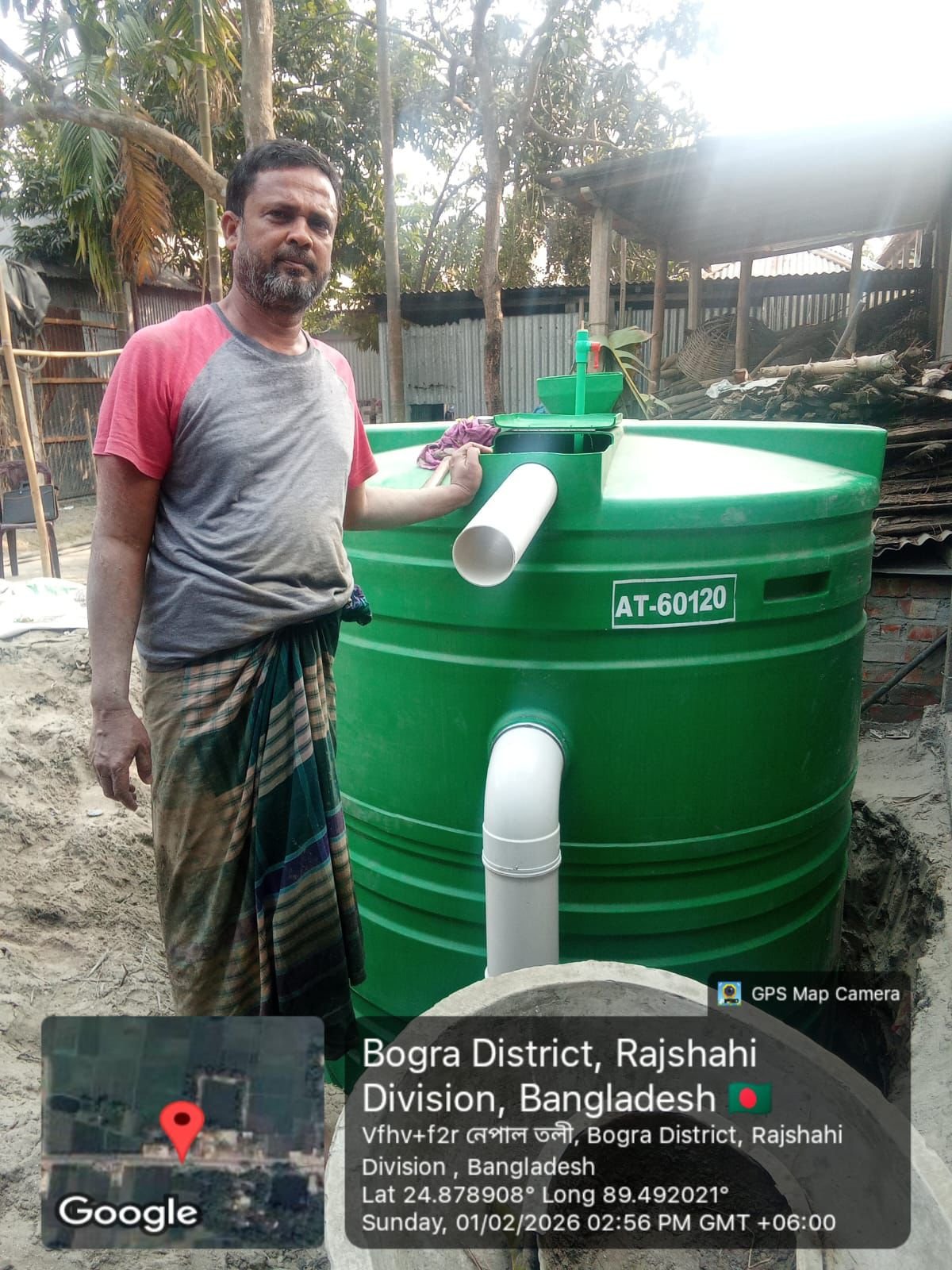 Biodigester installation with household beneficiary
