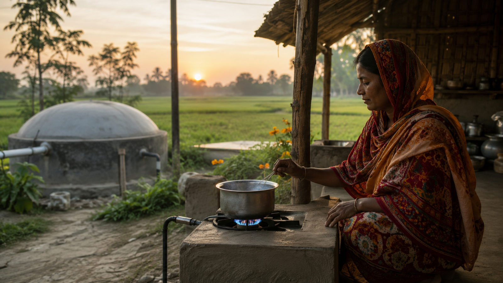 Project concept visual of rural biogas cooking